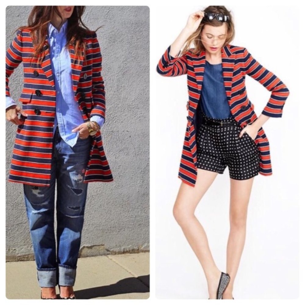 J Crew Collection Gondola Striped Coat